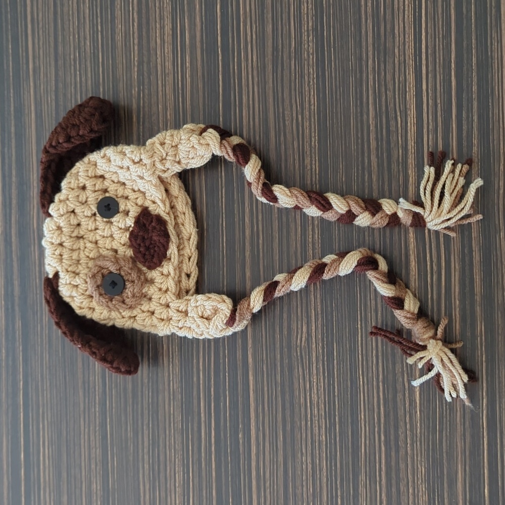 Newborn knitted dog hat - perfect for photoshoots